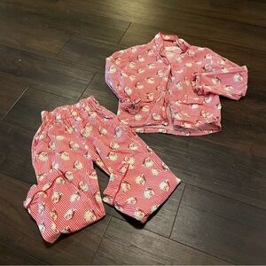 Smockingbird Red Vintage Stripe Santa Head Pajama Set 4T